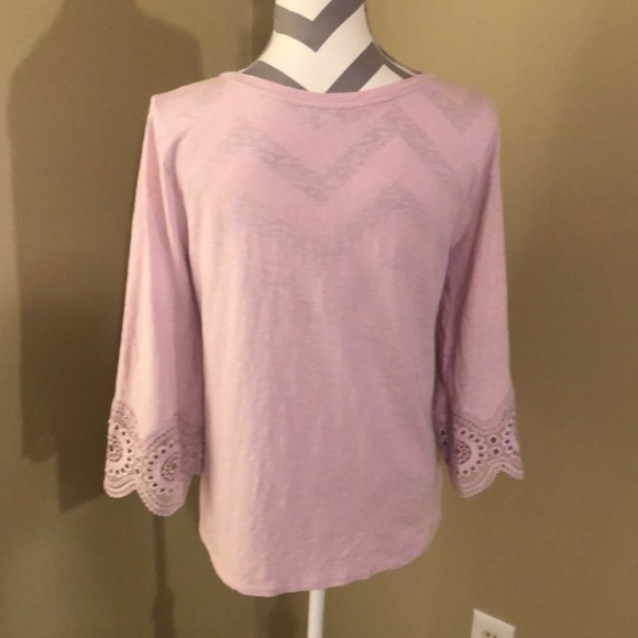 Pink Eyelet Sleeve Top from LOFT Size Small - Picture 4 of 7